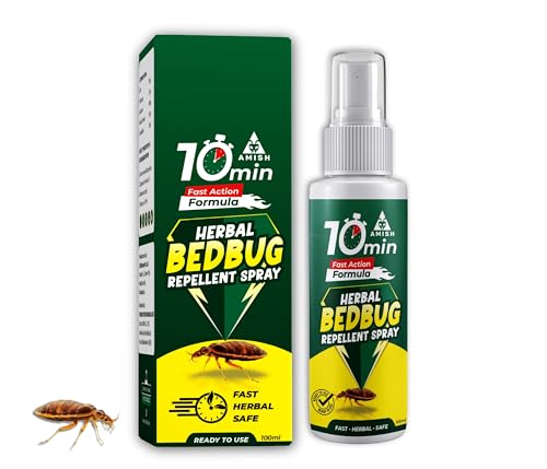 Image of Amish Herbal Bedbug Spray 100ml | Powerful Bed Bugs Repel Spray for Bed, Mattress & Furniture | Organic Khatmal Repellent for Home | Odorless Herbal Pest Control