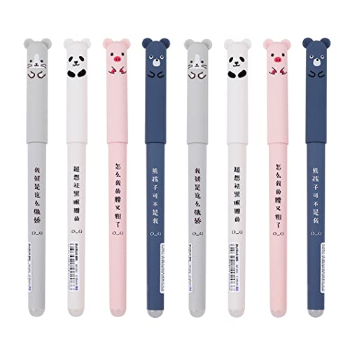 Stylo gel effaçable bleu noir pack de 8 fournitures scolaires écriture fine 0.35