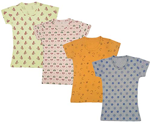 Image of indi weaves Girls Half Sleeve Cotton Printed T-Shirts Pack of 4