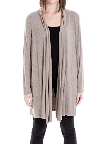 Max Studio Women's Open Front Cardigan, Heather Toast, Large