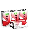 EBL 9V Lithium Batteries 600mAh 6F22 Li-ion Rechargeable Lithium-ion 9 Volt Battery 4 Pack