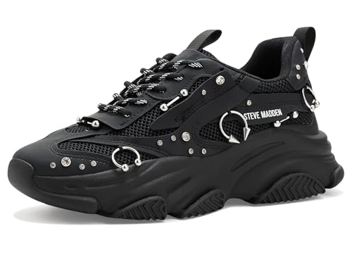 Image of Steve Madden Women's Possession Sneaker, Black Piercing, 7.5
