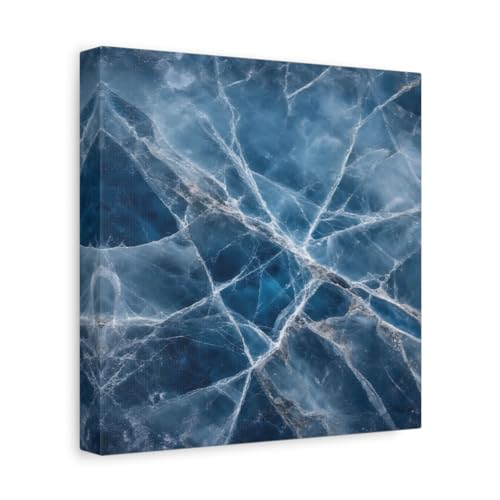 Tableau bleu texture glace craquelée 10x10 pouces salon