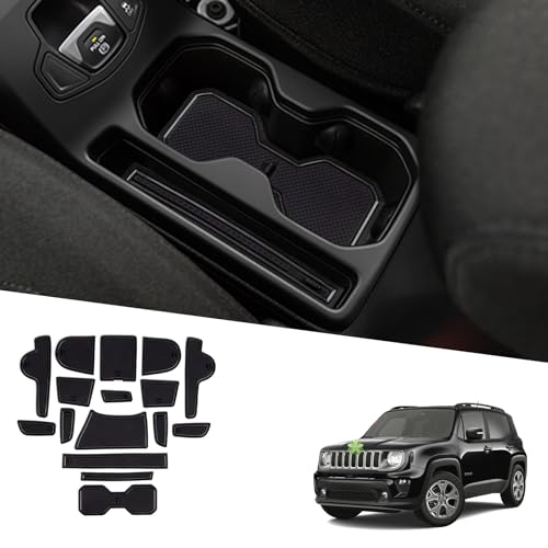 Tapis Caoutchouc Pour Console Centrale Jeep Renegade 2019-2024 - Noir, Antidérapant, Facile à Nettoyer