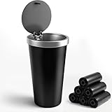 Elalove Auto Mülleimer mit Deckel – Kompakter Abfalleimer für Auto, Reise und Camping, wasserdicht, mit 6 Müllbeutel-Rollen