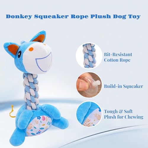 Juguete de Peluche Burro con Cuerda Trenzada para Perros miniatura 4