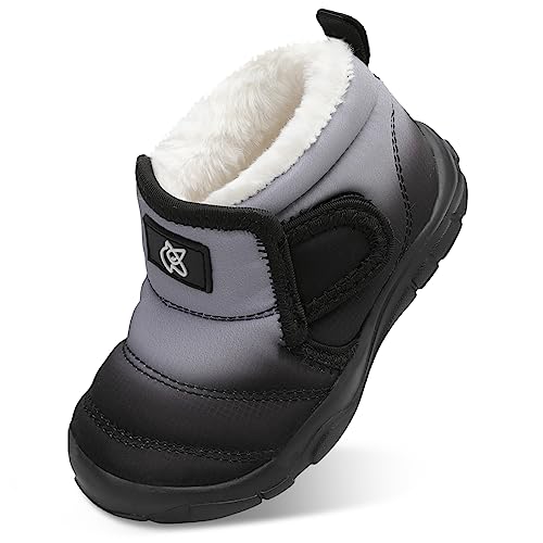 Image of QFH Baby Boys Girls Winter Warm Shoes Cozy Fleece Snow Boots Toddler Non-Slip Walking Shoes Infant Outdoor Water Resistance Faux Fur Booties