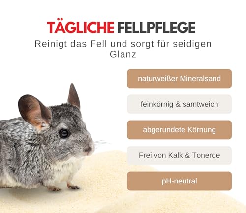 Supravit Chinchilla Sand fein | 5kg feiner Badesand | Staubfreier Sand | Sandbad für Hamster | Nagerbadesand für Chinchilla, Degu, Gerbil, Farbmaus, Kleintiere