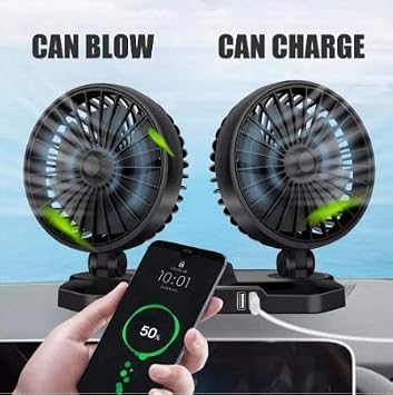 12V Dual Head Car Fan Cooler 360 Degrees Adjustable Durable Cooler Fan Auto Air Conditioning Car Cooling Swing Fan