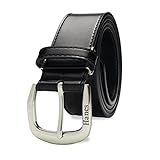 [Hanes] [ヘインズ] カジュアルベルト シンプル 丈夫な 牛革 30mm幅～40ｍｍ巾 (ブラック-40mm)