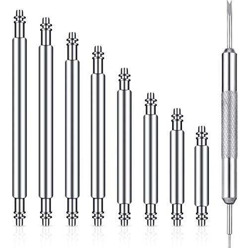 40 Pieces Watch Band Pins Heavy Duty Watch Spring Bars 1.8 mm Diameter Stainless Steel Watch Pin Replacements with Watch Strap Removal Tool Watch Repair Kit (16/18/ 19/20/ 22/23/ 24/26 mm)