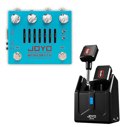 JOYO JW-06 sistema inalámbrico para guitarra 5.8GHz con estuche de carga y pedales de guitarra bajo R-26 Overdrive con EQ y reducción de ruido