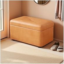 Ottoman, Portable Foot Stool with Metal Legs Faux Leather Modern Multifunctional Small Square Accent Small Table for Bedroom, Living Room Orange 40 * 28 * 25cm