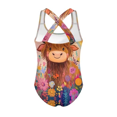 Image of Girls One Piece Cat Swimsuits Quick Dry Cartoon Beach Bathing Suit Crossback Swimwear for Kids 5-14 Years