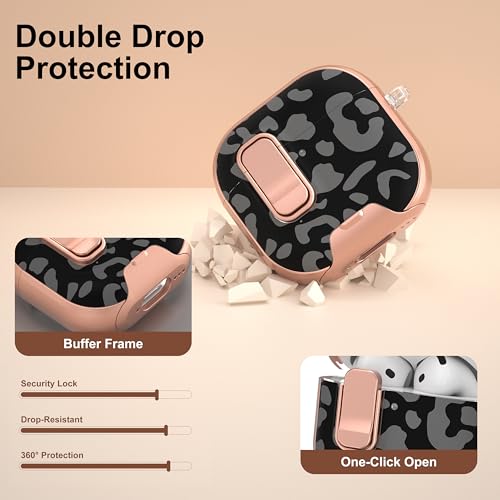 Image of for AirPods 4 Case 2025 with Safety Lock & Foldable Phone Stand, Rose Grey | Double Drop Protection,Two-Piece Design, Airpod 4 Case with Keychain & Cleaner Kit, Support Wireless Charging, Shockproof
