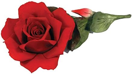 Capodimonte Red Rose with Bud Hand Made in Italy