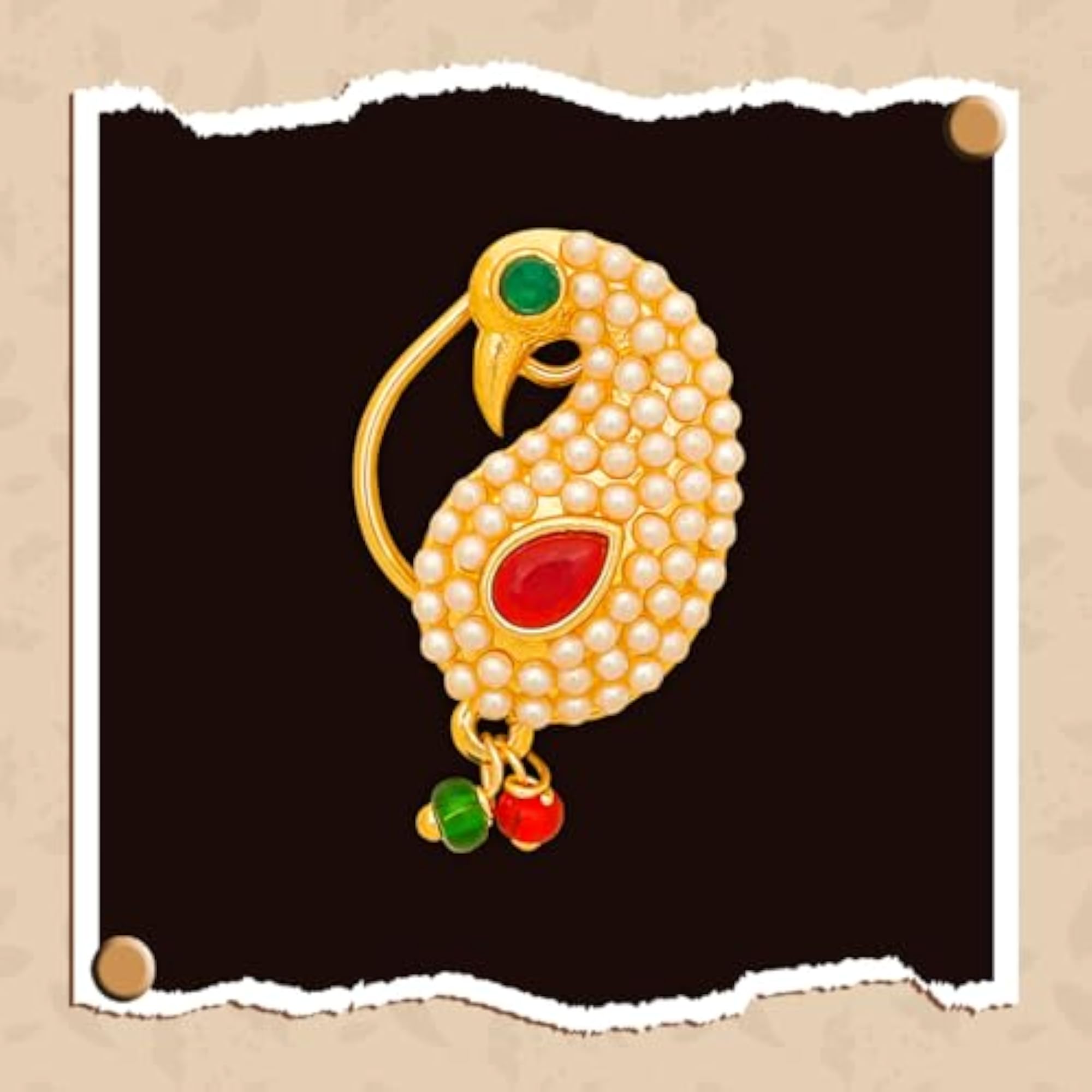Women's Gold-Plated Brass Nathiya, Everyday Style