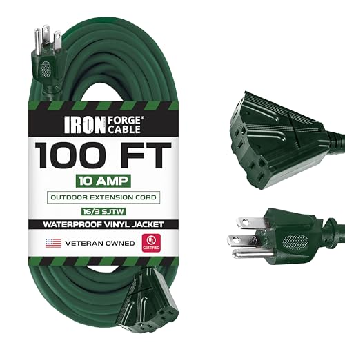 Iron Forge Cable 100ft Outdoor Extension Cord with 3 Outlets
