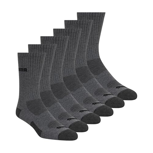 PUMA mens 6 Pack Crew Socks Dark Gray 13-Oct US