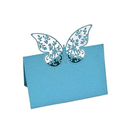 Carte de place papillon bleu x100 pour mariage et banquet chic