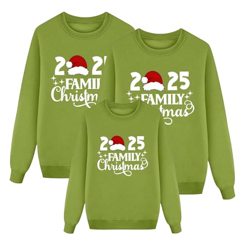 MJGkhiy Felpe Natale Famiglia 2025 Babbo Maglione Natalizio Coordinate Coppia Maglia Renna Sweatshirt Magliette Rosso Set Felpa Natalizia Divertente Pullover Natalizi Christmas Jumper Maglioni