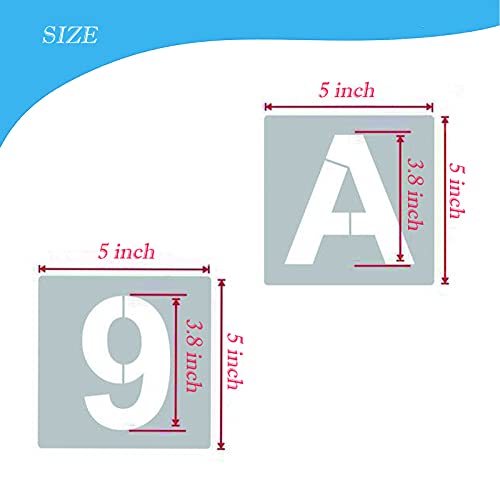 Canvall 62 Pcs Alphabet Letter Stencils et Number Stencils 12.7 cm, pour la peinture, la décoration d'artisanat à la maison, les projets d'art scolaire, réutilisables sur le mur en bois - Image 3