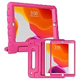 HDE Case for iPad 9th Generation 10.2 inch for Kids with Built-in Screen Protector Shockproof Cover with Handle Stand fits 2021 9th Gen, 2020 8th, 2019 7th Models Hot Pink