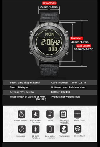 Image of North Edge Men's Sport Military Outdoor Rugged Compass Digital Wrist Watch: Tank3