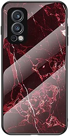 Cover Compatible with OnePlus Nord 2 5G 【PC Panel+Tempering Glass+TPU Silicone】 3 in 1 Shockproof Phone Case Red