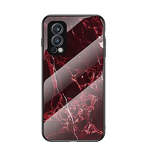 Cover Compatible with OnePlus Nord 2 5G 【PC Panel+Tempering Glass+TPU Silicone】 3 in 1 Shockproof Phone Case Red