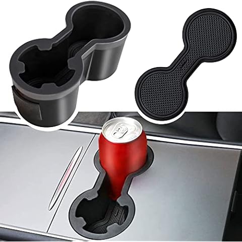 Seven Sparta Upgraded Car Cup Holder Insert with Coaster Compatible with Tesla Model 3 Model Y 2021 2022 New Center Console Holder Cover