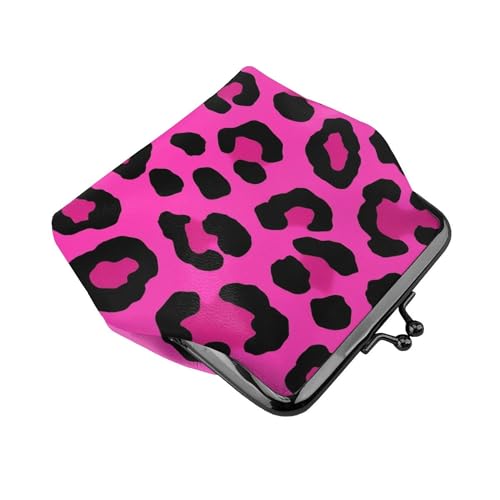 Coin Purse Vintage Pouch Buckle Clutch Bag pink cheetah leopard print (1) Kiss-lock Change Purse Clasp Closure Wallets For Women3