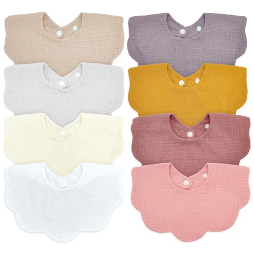 Image of DOSMINE Baby Bibs Muslin Bibs 8 Pack for Drooling and Teething for Unisex Girls Boys