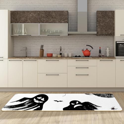 Alfombrillas de cocina negras y antideslizantes que absorben el agua con diseño de Halloween 3
