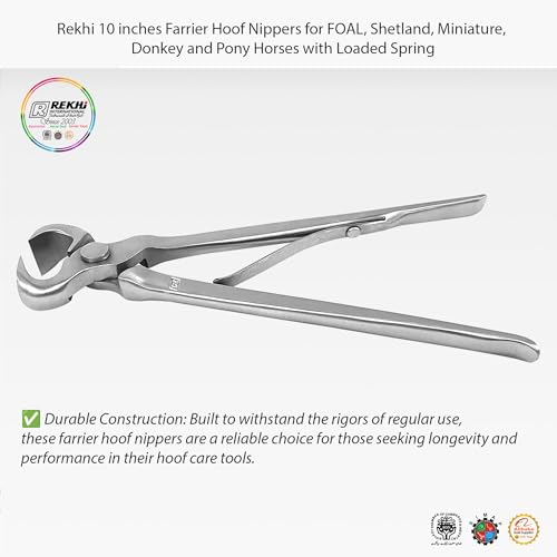 Image of Rekhi 10 inches Farrier Hoof Nippers for FOAL, Shetland, Miniature, Donkey and Pony Horses with Loaded Spring, Horse nippers for Horses hoof Trimming
