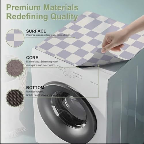 Image of Homecloud Non-Slip Washing Machine Mat - Durable Waterproof Protective Cover for Washer & Dryer, Dust-Resistant Mat Ideal for Laundry Room & Kitchen Appliances (Light Grey)