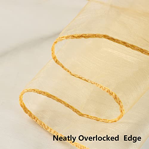 MAGTOWNE Organza Gold Chair Sashes 50 Pack Universal Chiffon Ties Ribbons for Wedding Christmas Party Reception Ceremony Banquet Decor, Gold Chair Bows for Chairs