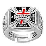USDIAMONDKING Real Genuine Authentic Certified Diamond 0.50 Cwt. Knights Templar Masonic Freemason Masonry Mason 14K Gold Over Ring Band (Adjustable Size) (White Gold Finish)