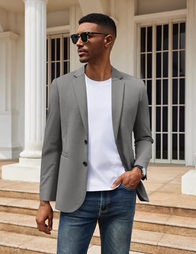 Image of COOFANDY Men's Casual Knit Blazer Two Button Lightweight Sport Coats Suit Jacket