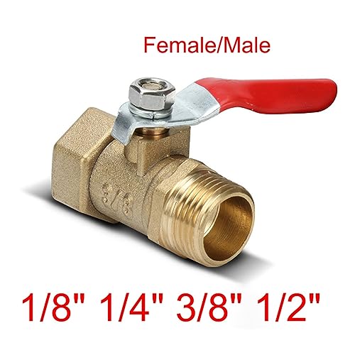 Válvula de bola pequeña de latón 1/8 con conector de rosca hembra macho para cobre 3