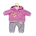 Zapf Creation 871256 Dolly Moda Sport-Outfit Pink 43cm - Puppenoutfit mit rosa Kapuzenpullover und grauer Hose