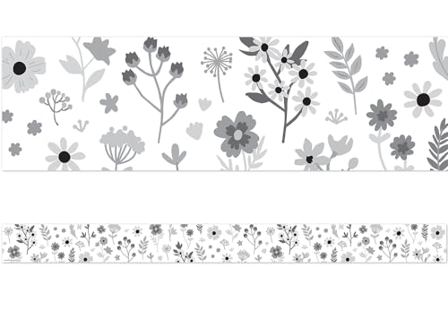 Bordure droite florale noire et blanche pour encadrer et organiser les affichages