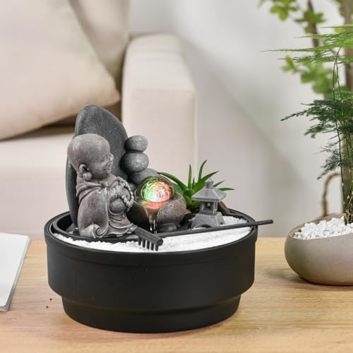 Miniatura 15 de Sikhi Zen Light - Fuente De Mesa Para Jardín, Diseño De Jardín Zen, Estatua De Buda Extraíble, Luz Led Colorida, Decoración De Ambiente Relajante, Jardín Zen Arena Blanca, Fuente De Mesa De Circuito