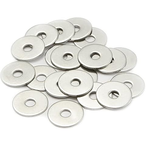 M4 Washers, M4 x 16mm Metal Flat Penny Washers Thickness 1mm- A2 304 Stainless Steel Washers (20 Pack), AMLOOPH Large OD Plain Wide Metal Washers, Round Flat Spacer Repair Washer For Screws Bolts Cover