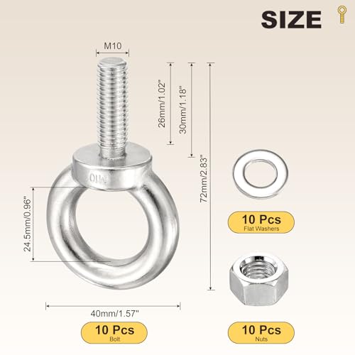 Pernos de hombro de acero inoxidable METALLIXITY, anillos de elevación de alta gama 2