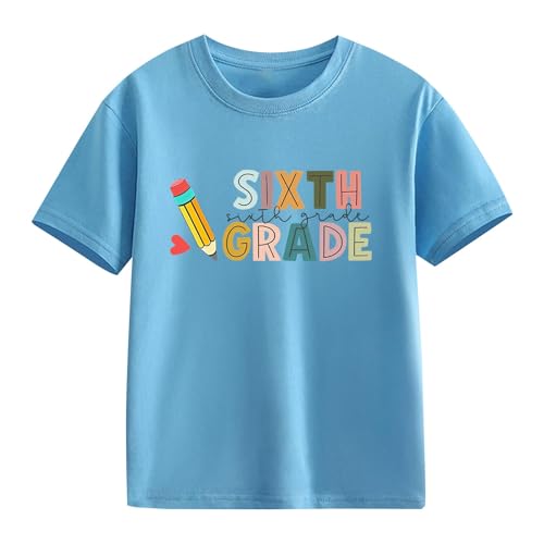 Girls Boys Back to School Shirt Sixth Grade Tshirt First Day of School Outfit Kids Summer Cute Pattern Tee Tops2