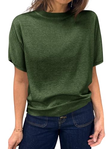 Image of Saodimallsu Women's Short Sleeve Crew Neck Knit Pullover Sweater