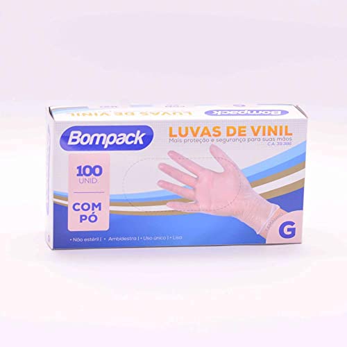 Luva Vinil Tamanho G Caixa Com 100un Bompack