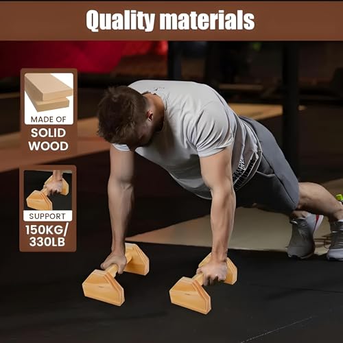 Image of Wooden Push-Up Bars for Strength Training & Calisthenics, 1 Pair Non-Slip Parallettes with Ergonomic Grip Handles for Home Gym, Push-Up Workout, Core Training & Upper Body Fitness Equipment | Zebra Design for men, women, kids, adults & Everybody