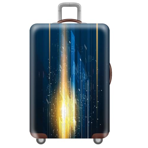 Luggage Cover for Suitcase, Science Fiction Business Suitcase Cover Protector Fit 18-32 Inch Luggage, Baggage Covers with Zipper for Travel (L(26-28inch suitcase),Yellow Light)